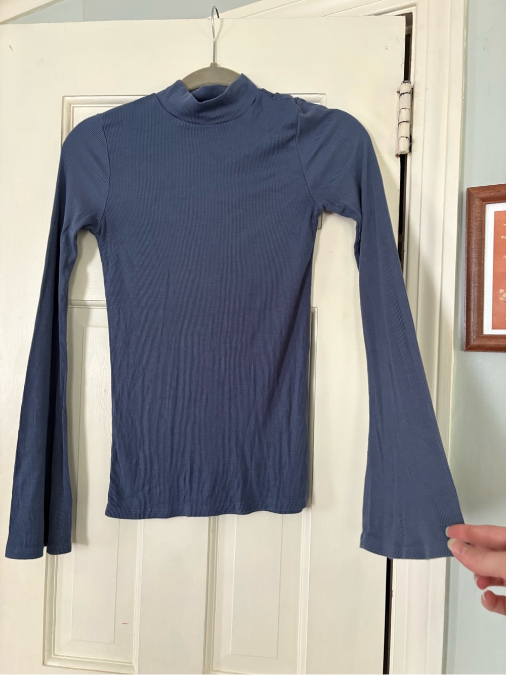 Abercrombie & Fitch Long Sleeve Mock Neck Top in Slate Blue